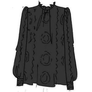 S�zane 'Valentine' Black Embroidered Back Slit Blouse Size 40